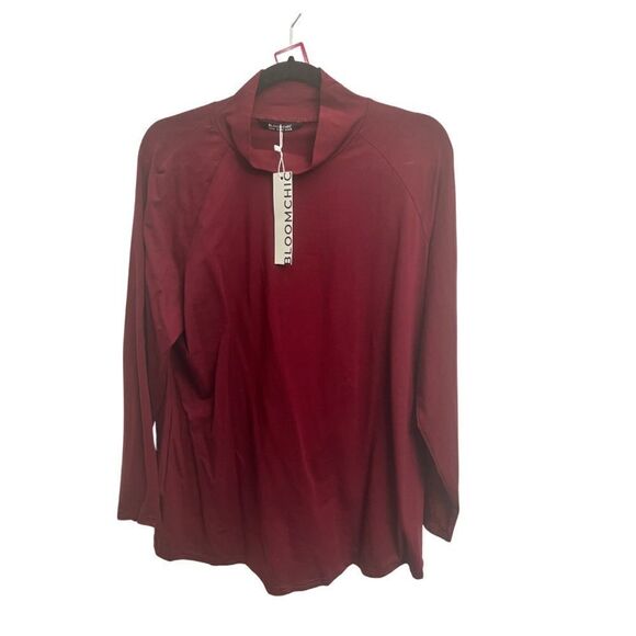 Bloomchic Turtlenck Long Sleeve Top Burgundy - Picture 2 of 6